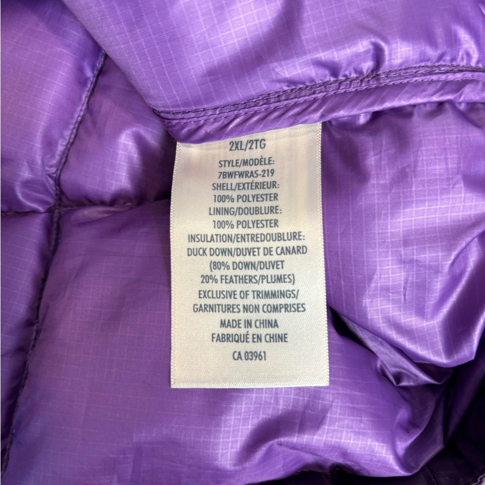 WindRiver Women’s 600 Fill Down Vest Purple Puffer 2XL Ripstop - Picture 7 of 9